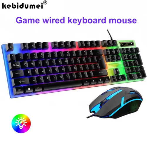 Wired Keyboard And Mouse Set USB Luminous Mechanical Keyboard Mice Set 104Key Gaming Keyboard For PC Laptop Computer Game Office